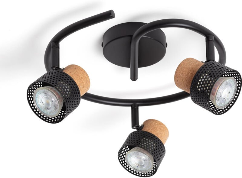 Thumbnail - Efectoled - Deckenleuchte aus Metall und Kork Drei Spots Liksy Schwarz