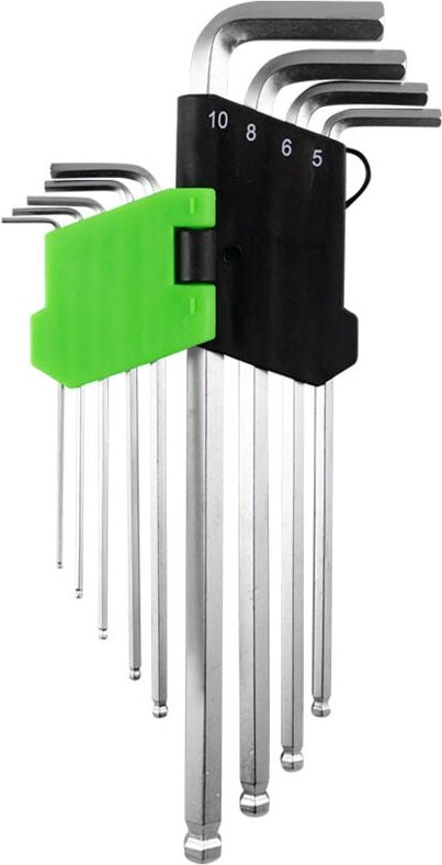 JBM - Set mit 9 Inbusschlüsseln mit extra langer runder Spitze 53738