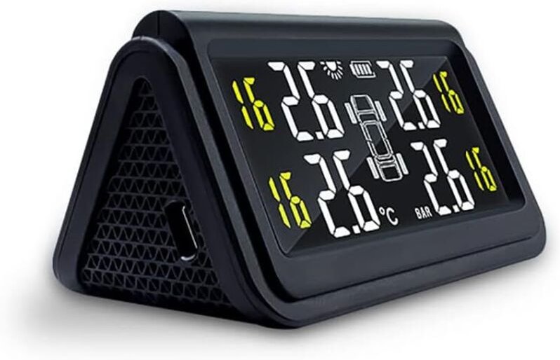 Riloer Reifendruckkontrollsystem für Autos mit 4 externen Sensoren wasserdicht, solarbetrieben, intelligentes drahtloses...