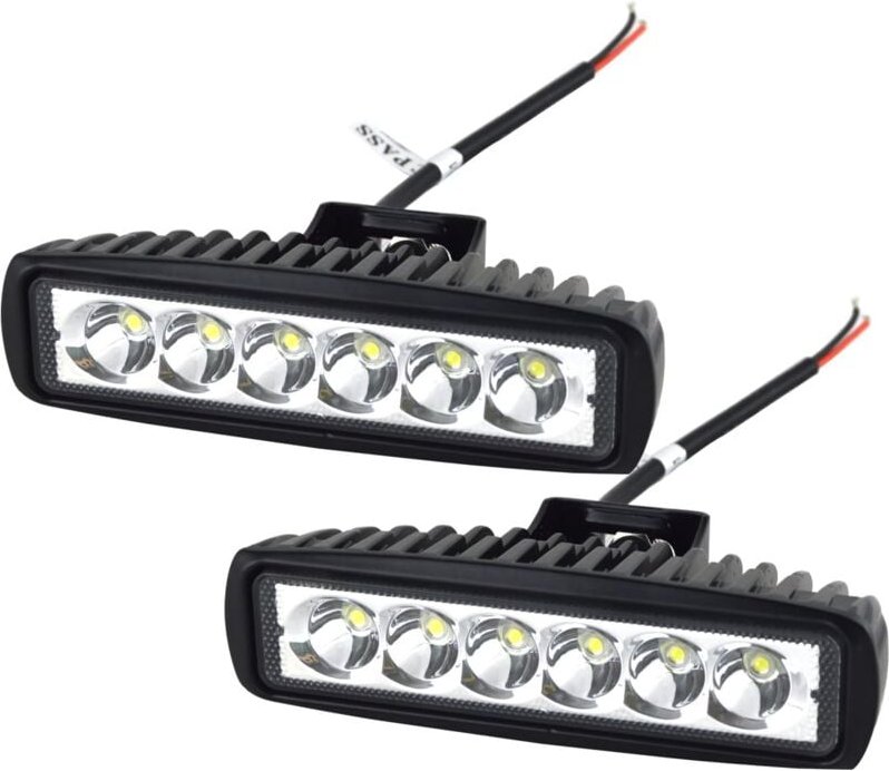 Ersandy - 2 x 6 Zoll 18 w LED-Arbeitslichtleiste, Spot, Off-Road-LKW, suv, Allradantrieb, Nebelscheinwerfer (2 x 18 FGB-...