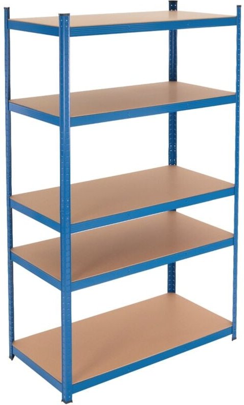 Werkstattregal Schwerlastregal 200x100x60 cm Blau aus pulverbeschichtem Metall mit 5 Böden aus mdf Holz belastbar bis 87...
