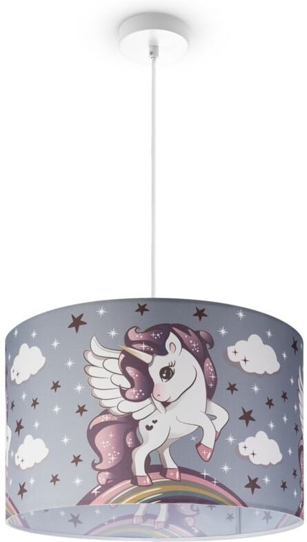 Deckenlampe Kinderzimmer Pendelleuchte Babyzimmer Feuerwehr Straße Polizei E27 Pendelleuchte - Weiß, Design 4 (Ø45,5 cm)...