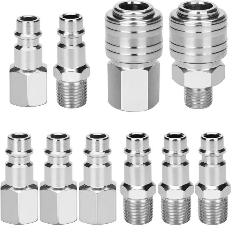 10-teiliges 1/4" BSP Kompressor-Anschlussset, europäische pneumatische Schnellkupplungen, Luftkompressorzubehör, männlic...