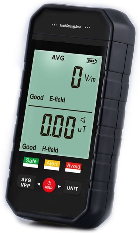 Digitaler Kernstrahlungsdetektor, tragbarer Geigerzähler mit 3 Farblichtern für Strahlungstests (schwarz)