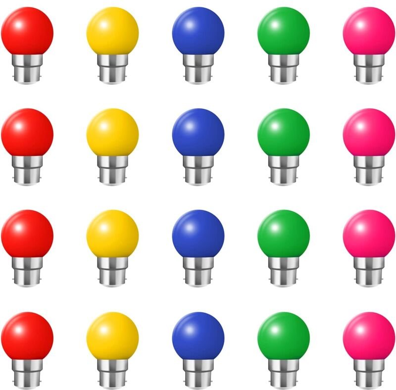 B22-Bajonett-Glühbirnen – 20er-Pack 1-W-Soffitten-LED-Glühbirne, Golfballblaue Energiesparlampe (entspricht 10 w), klein...