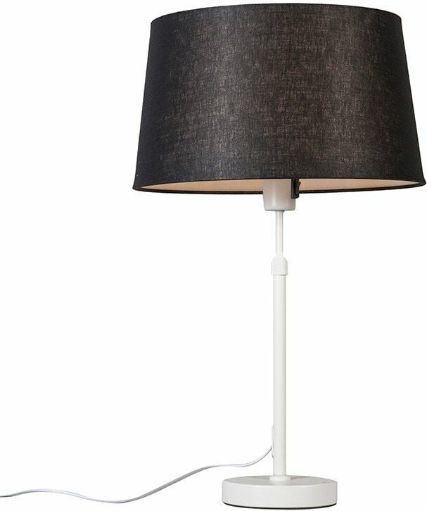 Tischlampe weiß mit Schirm schwarz 35 cm verstellbar - Parte