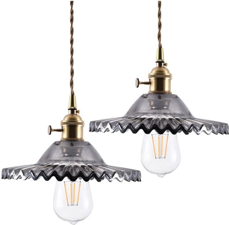 Industrielle Vintage Pendelleuchte Retro Glas Hängeleuchte Lampenschirm Kreative Deckenleuchte Rauchgrau 2 Stücke