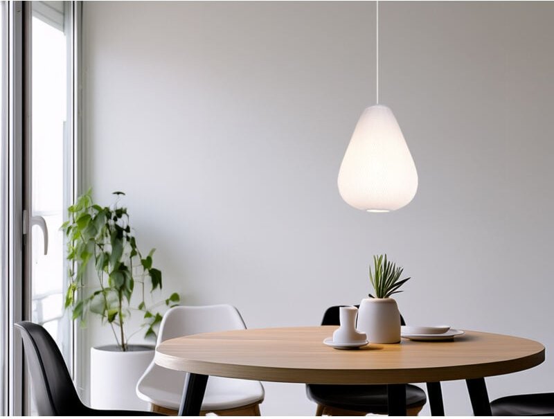 Led Pendelleuchte mit gemustertem Stoff Lampenschirm Weiß, ø 35cm