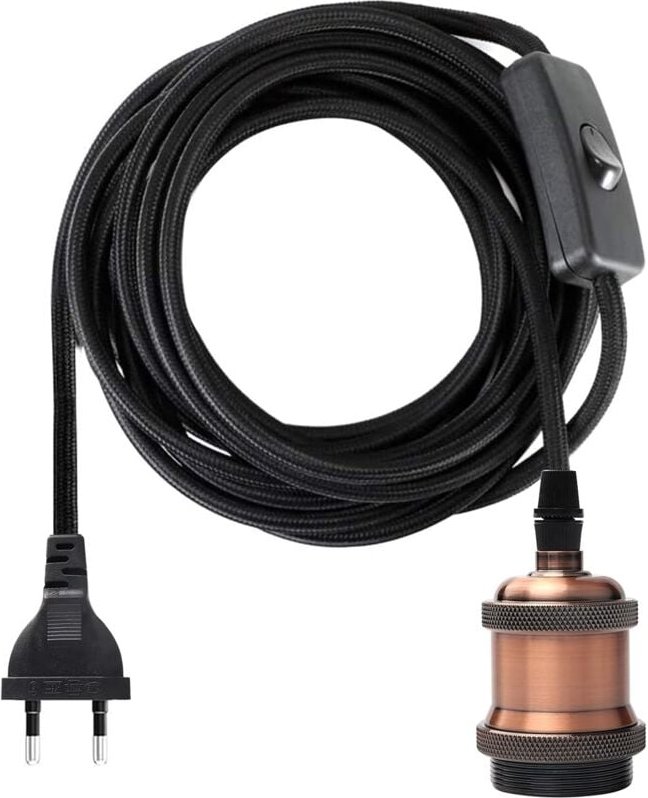 Beijiyi - E27-Fassung mit Schalter, 1,2 Meter langes Textilkabel für Glühbirnenfassung/Edison-Retro-Pendelleuchte/Kreati...
