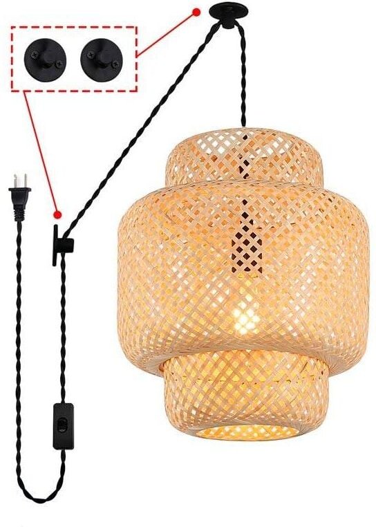 Hängeleuchte onna Korblampe mit Schalter und Stecker