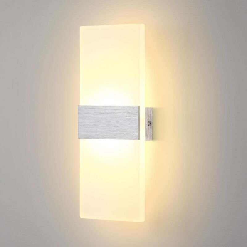 GOECO LED-Wandleuchte für Innenbereich, 12 W, Wandleuchte aus Aluminium und Acryl, modernes Design, Dekoration, LED-Bele...