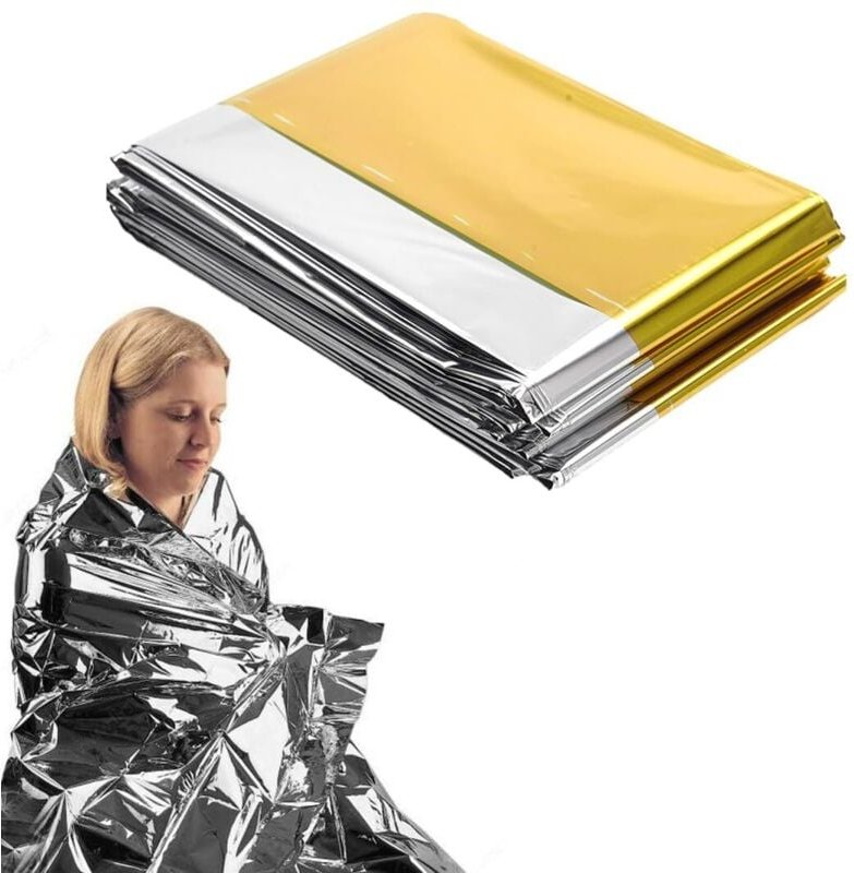Stück wiederverwendbare Rettungsdecke, extra große Thermodecke, Gold/Silber, Notfalldecke für Outdoor-Wanderungen, Marat...