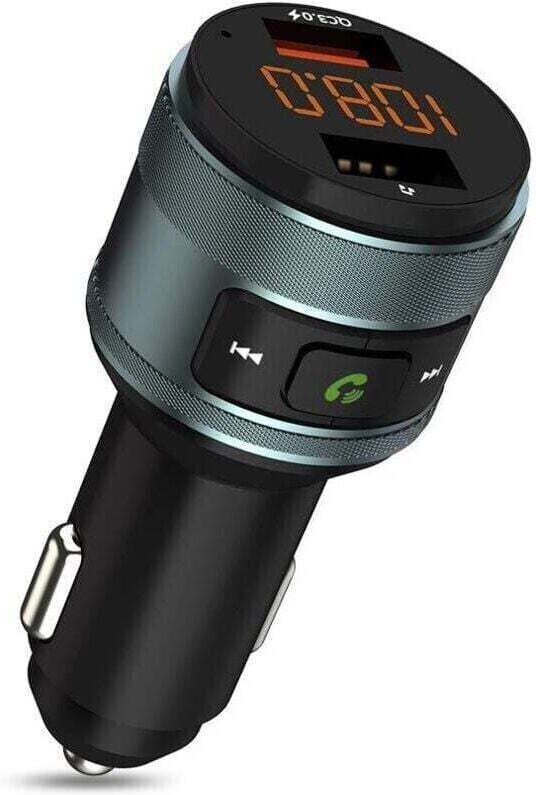 FM-Transmitter, QC 3.0 Autoradio-Transmitter, kabelloser Bluetooth-FM-Radio-Adapter für Autos mit zwei USB-Ladeanschlüss...