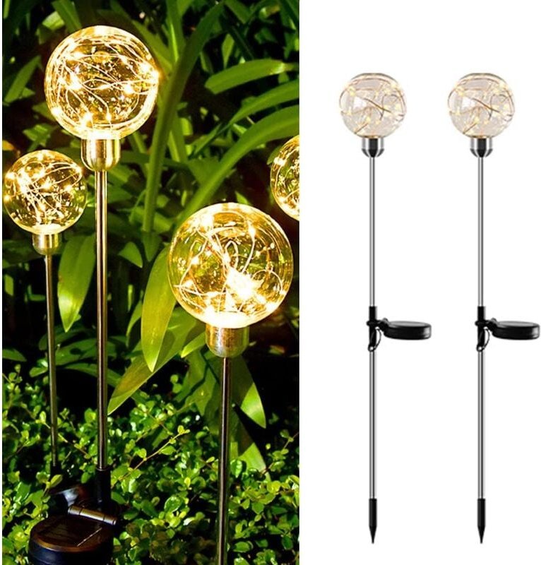 Solar-Schilfkugelleuchte, Gartenleuchte für den Außenbereich, Kupferdraht-LED-Rasenlampe, wasserdichte dekorative Straße...