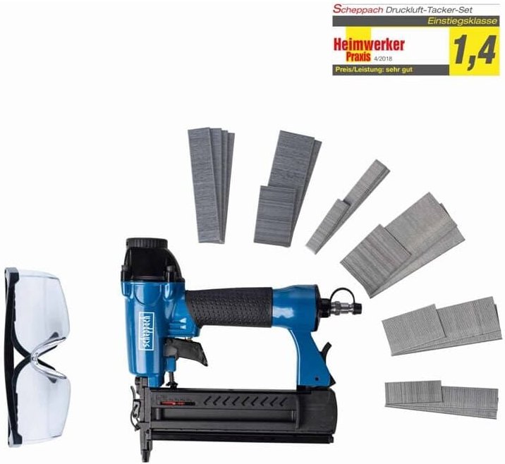 Scheppach - Druckluft 2-In-1 Klammer-Nagelpistole Druckluftnagler Tacker Holz