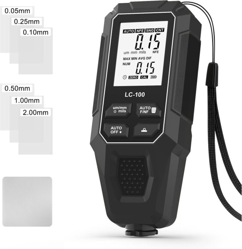 Misuratore di spessore del rivestimento di vernice per autoveicoli, 0-2000 µm, sonda Fe e NFe per la misurazione di rive...