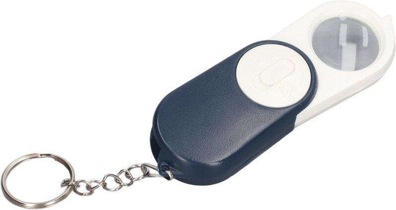 10-fache Taschenlupe, doppellagige Faltlinsen, Mini-Lupe-Schlüsselanhänger mit LED-Beleuchtung