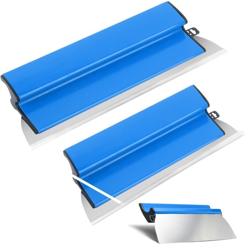 Set aus 2 Flächenspachteln, 25 cm + 40 cm, Spachtel mit ergonomischem Griff, flexible Wandwerkzeuge für Gips (blau)