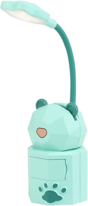 Linghhang - USB-Cartoon-Nachtlicht, wiederaufladbares LED-Nachtlicht, grüne Bärenform, Lese-Nachtlicht für Studentenwohn...