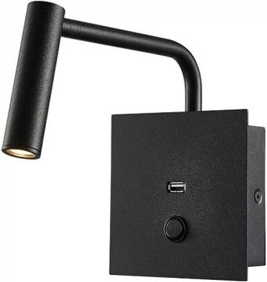 Thumbnail - V-TAC PRO VT-2943 3W LED hotel side Wandlamp cob cree schwarz 3000K IP20 ON/OFF Schalter + USB-Anschluss - SKU 1487