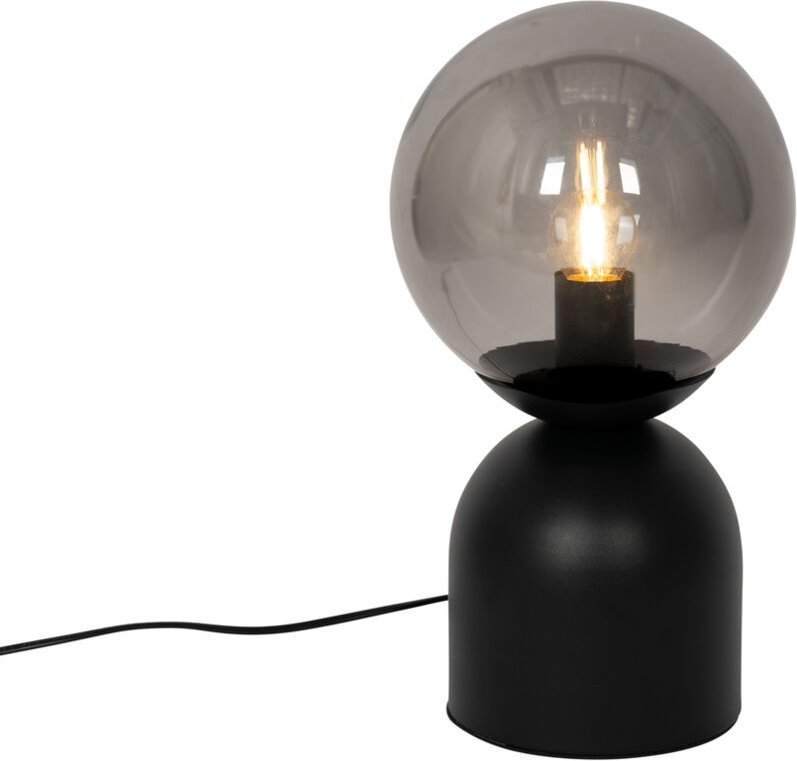 Hotel-Chic-Tischlampe schwarz mit Rauchglas - Pallon Trend