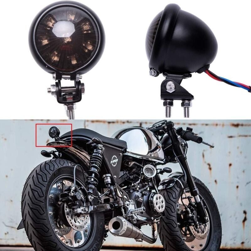 12 V Motorrad-Rücklicht, geräucherte LED-Bremsleuchte für Street Bike, Chopper, Bobber, Cafe Racer, Cruiser.