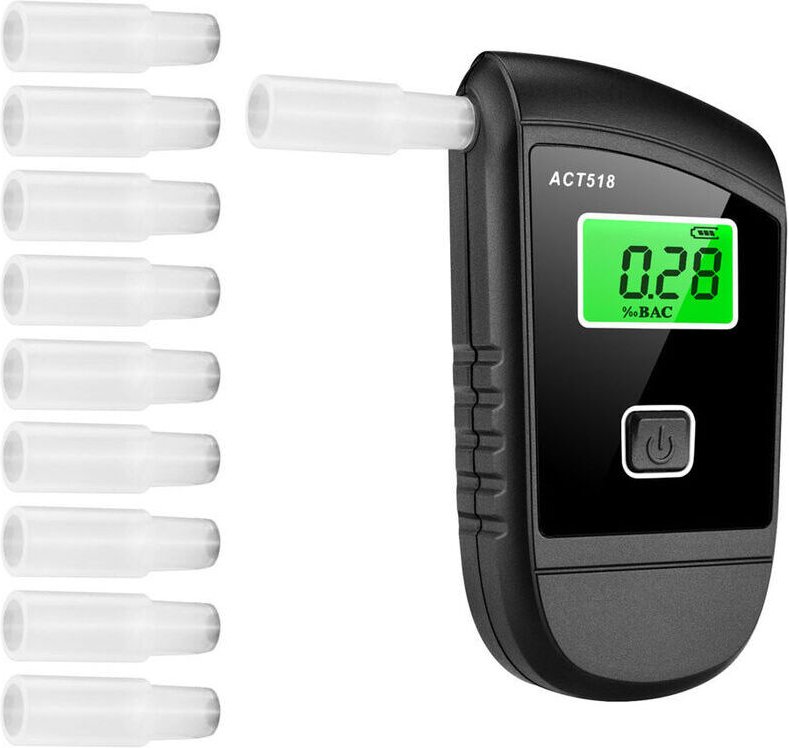 Alkoholtester, tragbarer Alkoholtester, digitales LCD-Display mit 10 Mundstücken, Speicherfunktion für den persönlichen ...