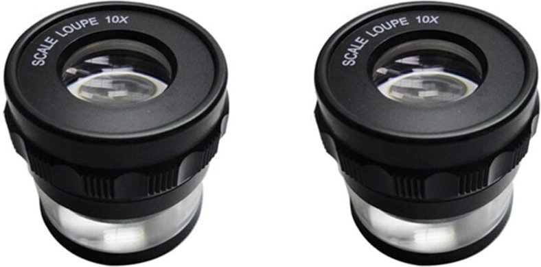 2 Stücke 10X Ständer Messung Messlupe Skala Lupe Lupe Vergrößerung 10X mit Skalierter Lupe