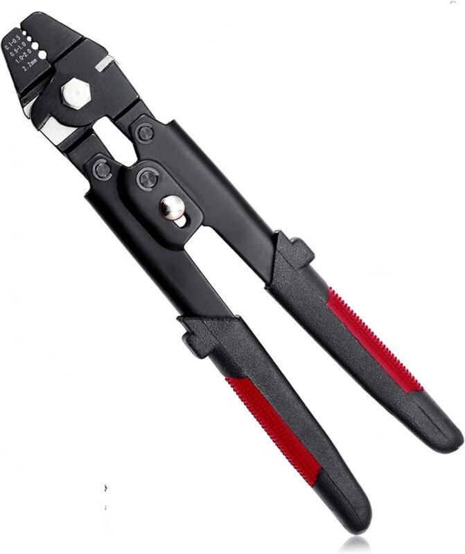 BEBUSINGOTO 10 Zoll Crimpzange – Angelzange aus Stahl – Crimpwerkzeug aus Kupfer und Aluminium – Crimphülsen 0,1–2,2 mm