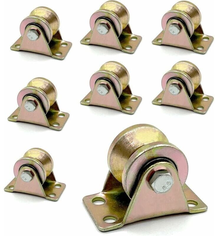 Thumbnail - 8er-Set Heberolle – V-förmiges Heberad – Robust – Dicker Stahl – Leise – Edelstahl-Farbbeschichtung – Für Industriemasch...