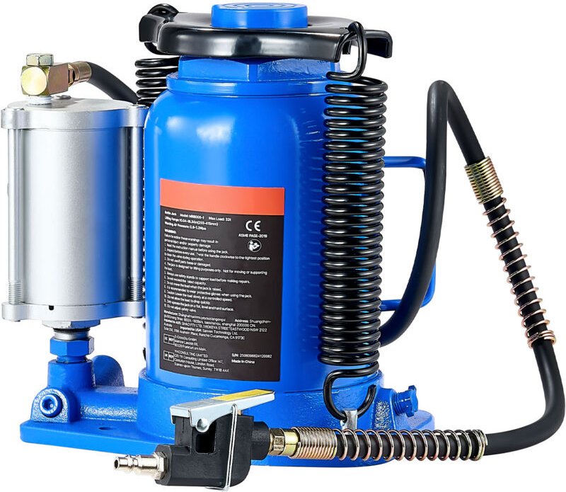 Mophorn Pneumatischer Flaschenwagenheber 32 t, Hubbereich 255–415 mm, lufthydraulischer/manueller Stempelwagenheber mit ...