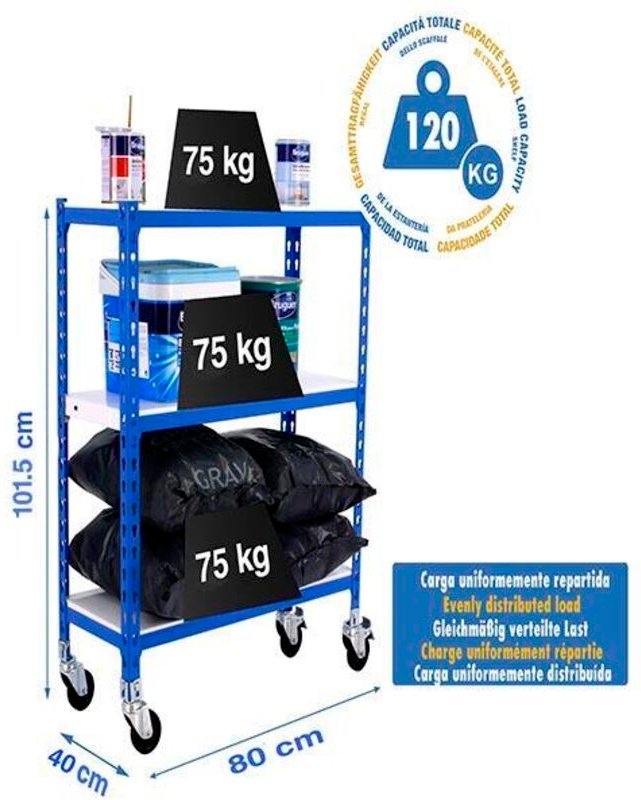 Simonrack SIMONCLICK MOBILE MINI Metallregal blau/weiß