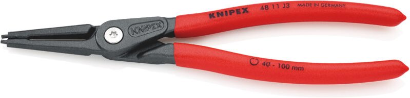 KNIPEX 48 11 J3 Präzisions-Sicherungsringzange für Innenringe in Bohrungen mit rutschhemmendem Kunststoff überzogen grau...