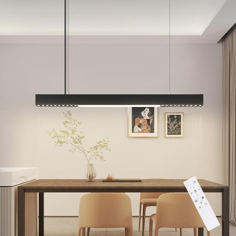 Gbly - Pendelleuchte Esstisch Dimmbar Hängelampe: Linear Design Pendellampe Modern schwarz led Hängeleuchte 107CM mit Fe...