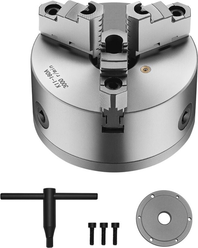 Mophorn 6-Zoll-3-Jaw-Drehrau-Chuck, einschl ießlich Gewinde-Rücken platte und T-Schraubens chl üssel, Klemm bereich von ...