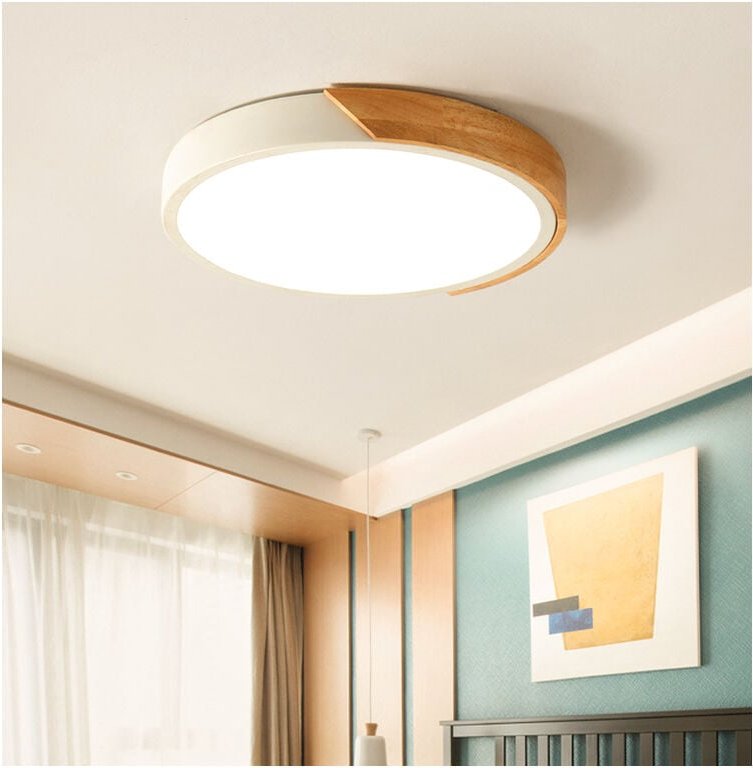 Axhup - Nordisch Moderne led Deckenlampe Metall Hölzern Schlafzimmer Leuchte 20cm Runde Deckenleuchte in Kühles Weißes L...