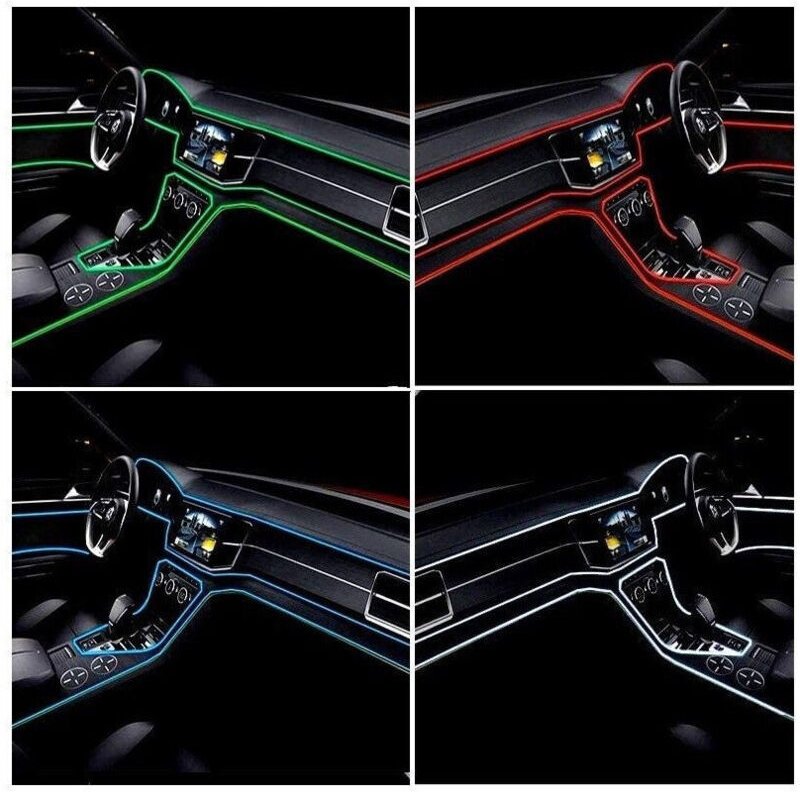 Trade Shop Traesio - Trade Shop - 12V Autoinnenraum LED-Streifen Glasfaser dekorative Atmosphäre Licht - -5 m-Eis