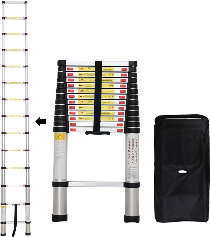 Teleskopleiter 4,1 Meter, Klappleiter Maximale Belastbarkeit: 150 kg Standard/Zertifizierung: EN131, GRATIS Tragetasche