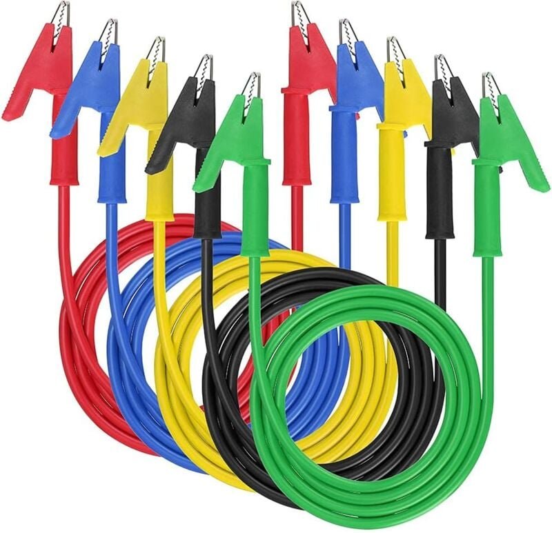 Bluedeer - 5 Stück krokodilklemmen mit kabel Multimeter Messleitung 5 Farben 4mm Banana Test Kabel Für Multimeter Spannu...