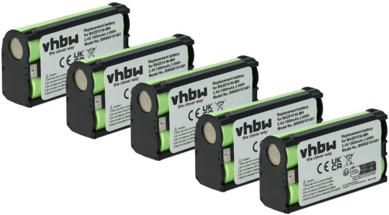 vhbw 5x Akku kompatibel mit Sennheiser EK 300 IEM G2, EK 2015, EK 2000 IEM, EK 2153 Wireless Headset Kopfhörer (1500 mAh...