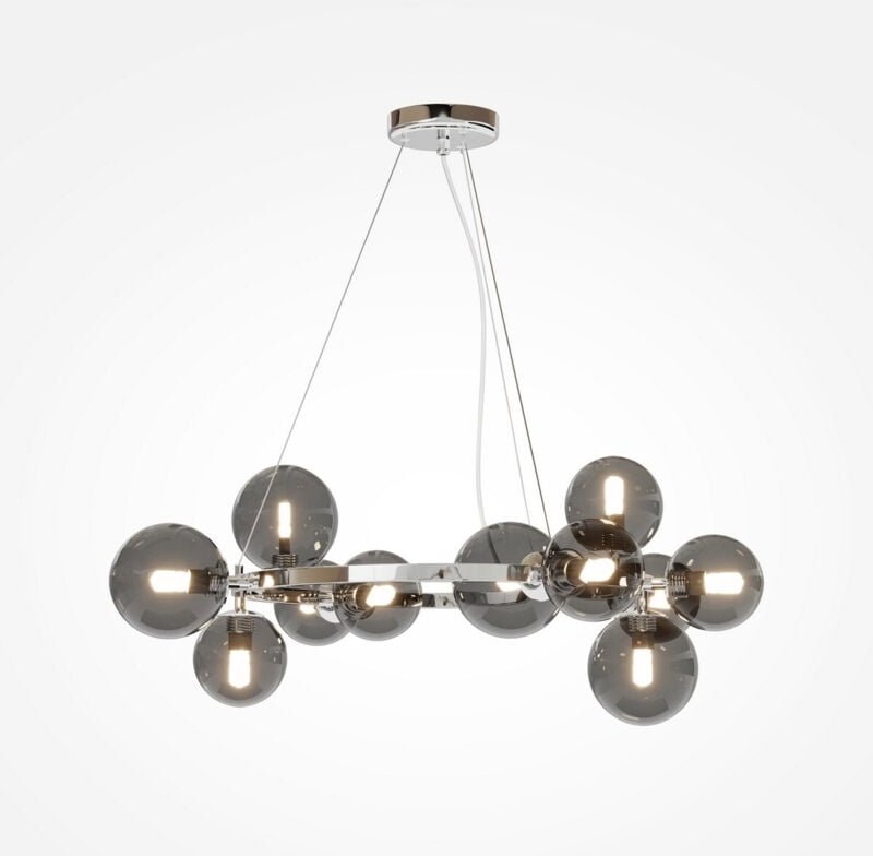 Dallas Modern 1 Globe Pendel-Deckenleuchte Chrom, rauchiger Schirm, G9 - Maytoni