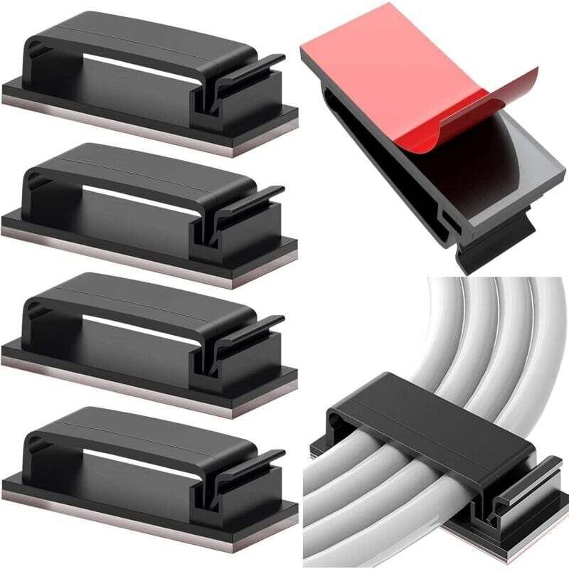 XVX - 10 Stück selbstklebende, Management-Halterung, langlebige Management-Clips, für tv, pc, Laptop, Ethernet-Kabel, Zu...