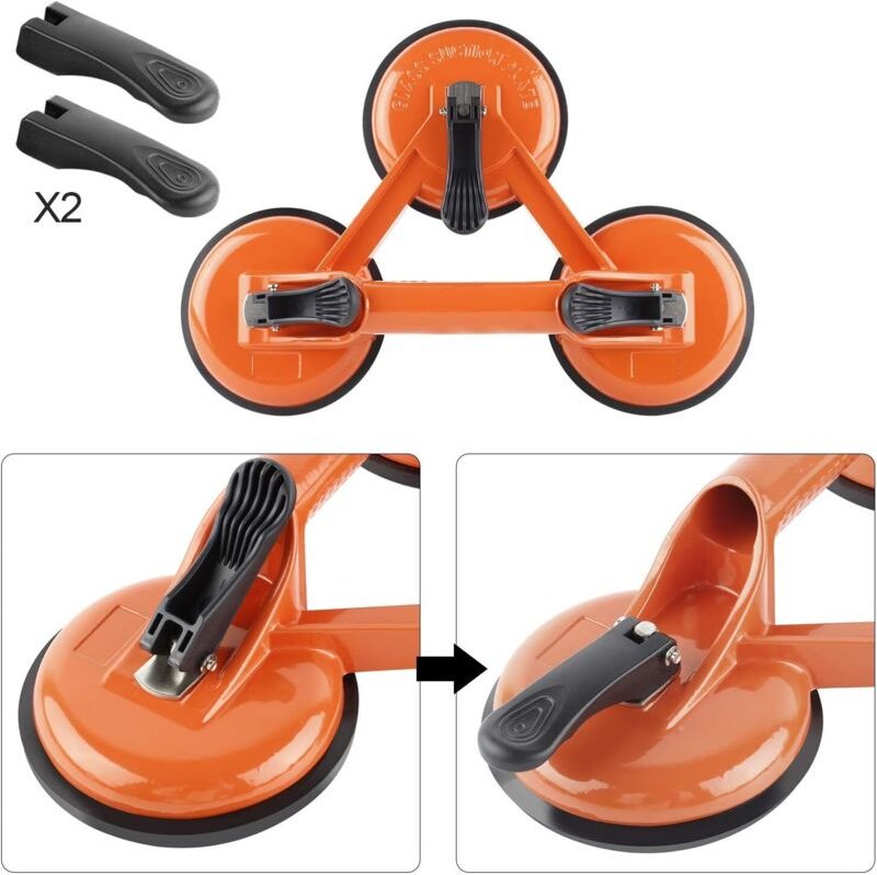 Aluminium saugheber glasheber glassauger 145 kg 118 mm vakuumheber met 3 zuignappen