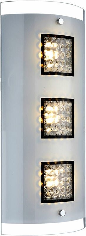 LED Wandlampe Wohnzimmerleuchte Kristalle Flurlampe Wandleuchte chrom, 3x 5W 3x 251lm warmweiß, BxH 18x40 cm, Globo 4824...