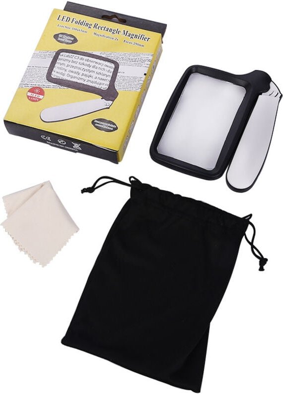 2x Handfaltlupe mit LED-Licht, Acryllupe zum Lesen für ältere Menschen