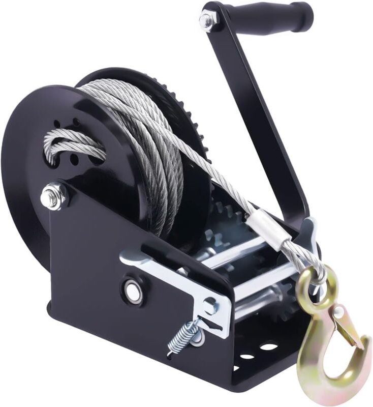 Handseilwinde Handwinde Anhänger Winde Zugwinde Bootswinde Seilwinde Handkurbel mit 10m Windenkabellänge bis 1500kg