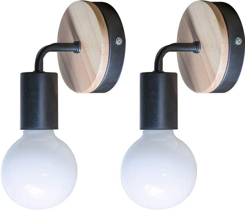 Axhup - Wandleuchte Innen 2 Stück, Vintage Wandlampe 180° Drehbare, Wandstrahler E27 Fassung für Schlafzimmer Wohnzimmer...