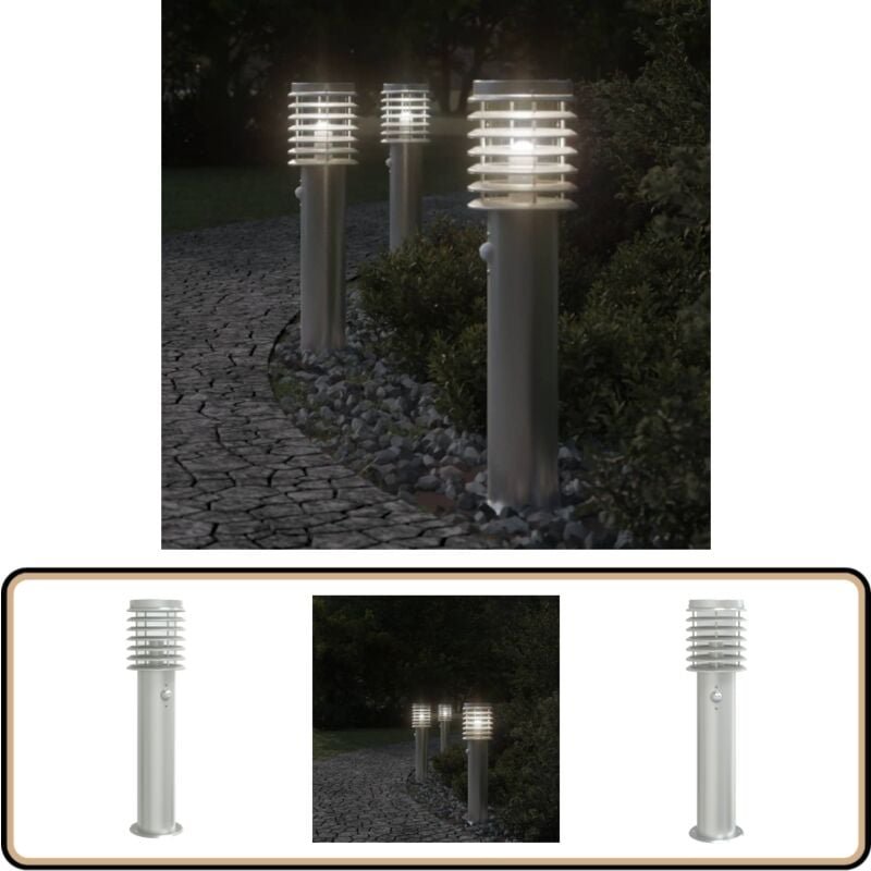 Wegeleuchte mit Bewegungsmelder Silbern 60 cm Edelstahl - Wegeleuchte - Edelstahl - Außenbeleuchtung - LED-Beleuchtung -...