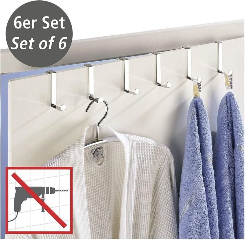 Edelstahl Türhaken 6er Set Edelstahl - 6er Set