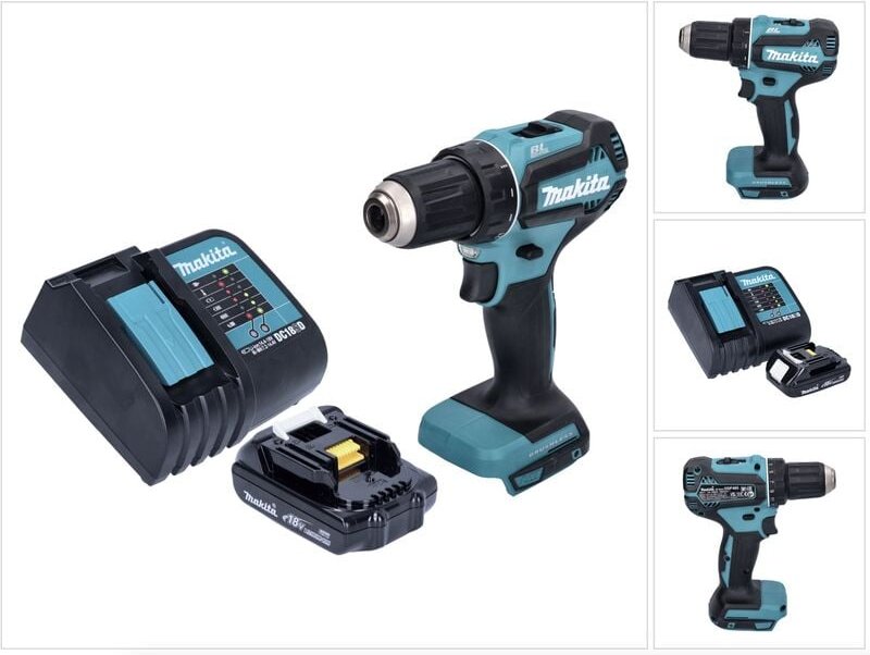 Makita DDF 485 SY1 Akku Bohrschrauber 18 V 50 Nm Brushless + 1x Akku 1,5 Ah + Ladegerät